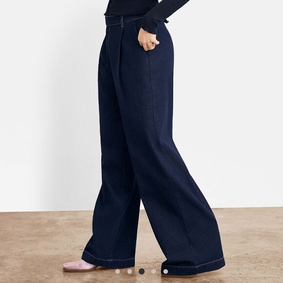 NWT Sam Edelman Circus Low Rise Denim Trouser in Rinse Dark Wash- Size 28 - Picture 2 of 8